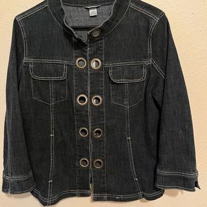 WOMENS Christopher & Banks Crop Jean Jacket Size Medium